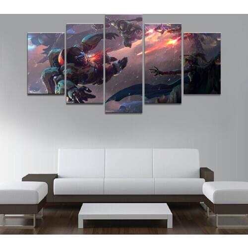 Home Decor Poster Art Pictures Prints Canvas 5 Piece Modular WINSTON Mercy Overwatch Game Living Room Decorative Painting Framed