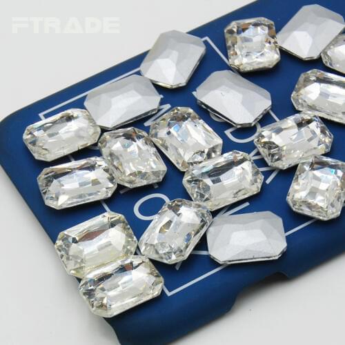 Rectangle Octagon Shape Crystal Clear Color Fancy Stone Pointback Glass Rhinestones 6x8mm 8x10mm 10x14mm 13x18mm 18x25mm 18x27mm