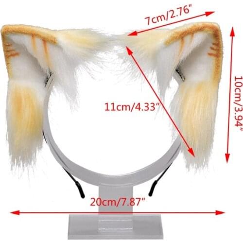 Realistic Faux Fur Kitten Ears Headband Animal Cosplay Kawaii Plush Hair Clips D0LF