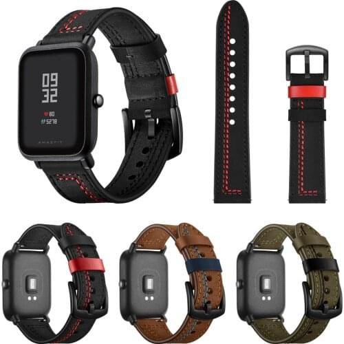 Top layer Leather Band Watchband 22 mm 20mm for Samsung Watch 42mm 46mm Active Xiaomi Amazfit Quick Release Strap Sport Belt