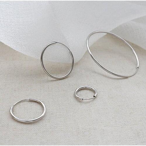S925 silver color earrings size circle earrings simple fashion charm silver color jewelry for girlfriend birthday gift