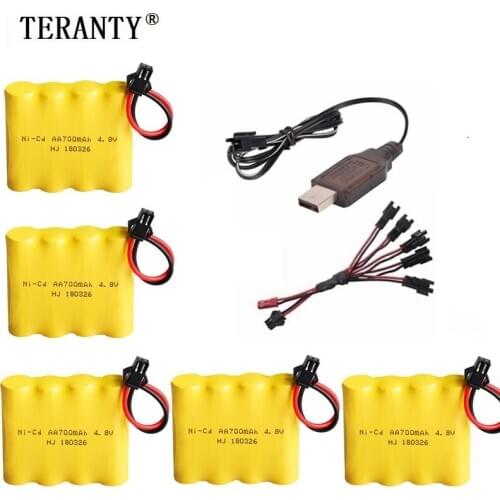 SM Plug) Ni-CD 4.8v Battery + USB Charger For Rc toys Cars Tanks Robots Boats Guns 4* AA 700mah 4.8v Rechargeable Battery Pack