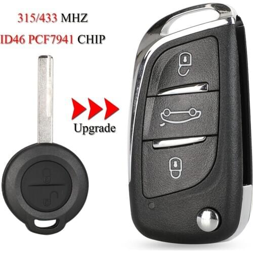 Kutery Upgrade Remote Smart Car Key For Mercedes Benz Smart 454 Forfour For Mitsubishi Colt 2Buttons 315/433Mhz ID46 PCF7941Chip