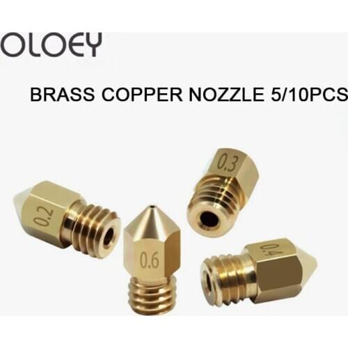 Nozzle Copper Brass 1.75mm 0.2 0.3 0.4 0.5 0.6 0.8 1.0mm 6mm for 3d Printer 3mm Full Metal MK8 Rigid Parts Extruder Threaded