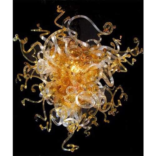 Unique Decorative Lamp Designer Pendant Lights 40 Inches Living Room Amber Hand Blown Glass Chandelier for Hotel Home