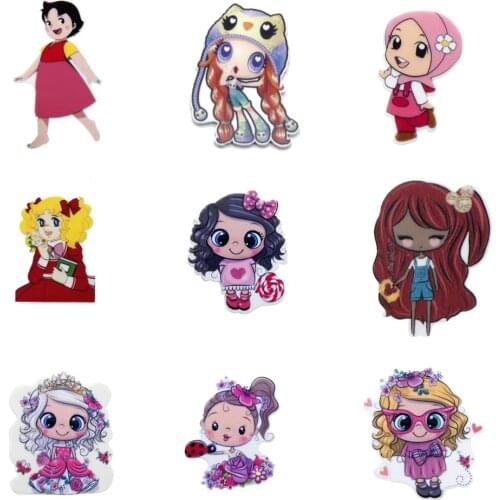 Cartoon Girl Series Acrylic Flatback Planar Resins Cabochons Flatback 1pcs,DIY Craft Supplies Hair Accessories,1Yc17083