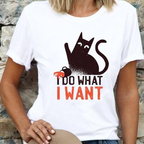 Women Cat Coffee Funny 90s Fall Autumn Thanksgiving Halloween Cartoon T Top Shirt Fashion Tee Print Female Graphic T-Shirts