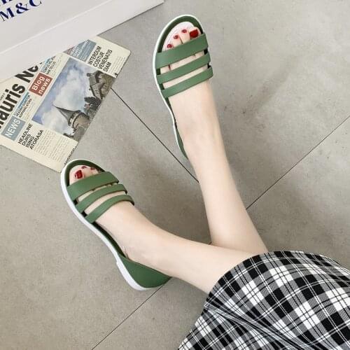 YSHUNIJ Sandals women 2021 new Korean version of single shoes women large size waterproof beach casual flat sandals female