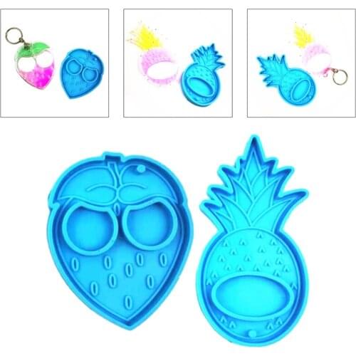 Fruits Strawberry Pineapple Keychain Epoxy Resin Mold Key Chain Pendants Silicone Mould DIY Crafts Jewelry Casting Tool