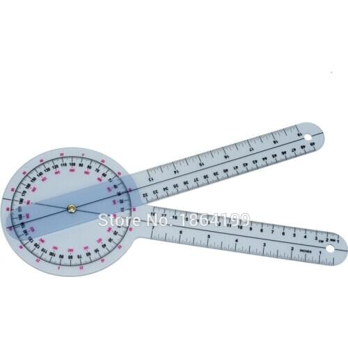 0-300mm 12inch goniometer plastic protractor Angle ruler Medical ruler 2pcs/lot
