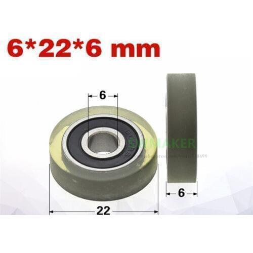 10pcs 6*22*6mm PU Mishmi Japanese Bearing Pulley/Roller/Guide Wheel, Polyurethane Mute Soft Rubber Wheel, 606 Bearing Flat Wheel