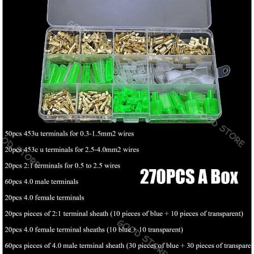 200pcs/270pcs 453 U -terminal Cable splice crimp terminal Kit Fast connection of insulated cable Suitable for 0.3-4mm2 wire