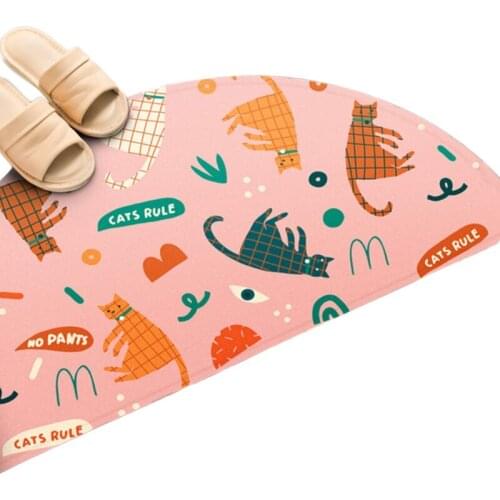 45x90cm Creative Cartoon Animal Entrance Door Mat Non-Slip Semicircular Area Rug Floor Carpet, Home Decor