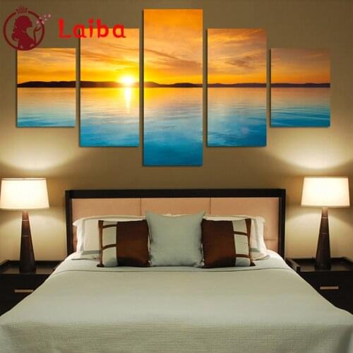 5pcsRhinestone painting Natural scenery sunset seascape diamond embroidery diamond painting diamond full drill home decoration
