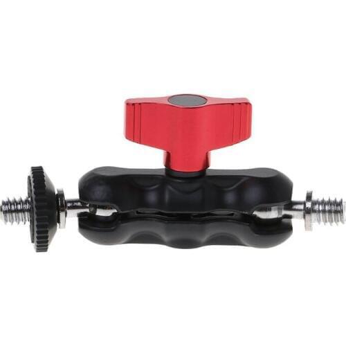 Double Ball Head Shoe Mount Adapter Magic Arm 1/4" Screw Portable GPS Phone LCD Monitor DV Video Light DSLR Camera