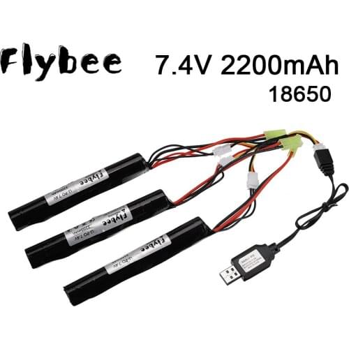 3pcs 7.4V 2200MAH Lipo Battery with charger Airsoft gun battery AKKU For Mini Airsoft toys Gun 2S 2200mAh Battery model parts