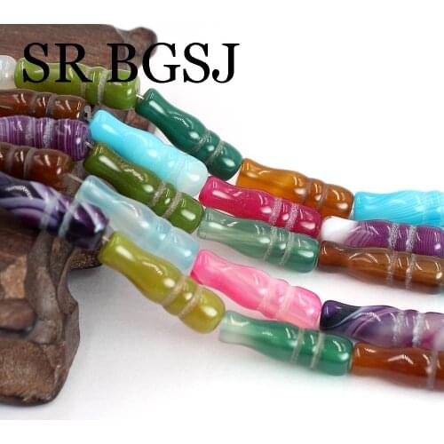 Free Shipping 8x26mm Mixed Colors Stripe Agat Bottle Shape Gems Natural Stone Jewelry Making DIY Beads Strand 15"