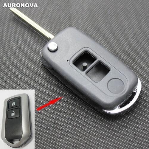 AURONOVA New Key Shell for Toyota Yaris Highlander 2 Buttons Modified Remote Car Key Case With Uncut Blank Blade