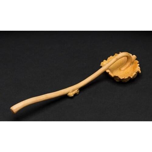 Wooden lotus leaf frog, Ruyi carved statue, solid wood house to play the handle, decorative carving parts