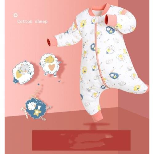 Cartoon Pattern Baby Cotton Double-layer Sleeping Bag Four Seasons Universal Baby Anti-kick Sleeping Bag Breathable Sleep Sacks