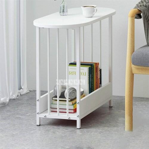 E5009 Living Room Modern End Table Manmade Board Steel Pipe Foot Tea Table Small Apartment Side Table Creative Coffee Table