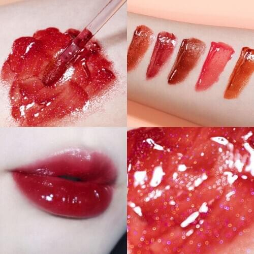 FAICCIA moisturizing lip glaze mirror effect dark red glitter lip cream long lasting waterproof silky matte lip gloss AC286