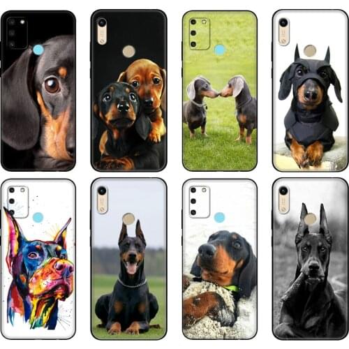 Black tpu Case For Honor 8a Prime 8s 9 10X Lite 9A 9C 9X Premium Pro 9S Case Cover Cute Dachshund Doberman Dog