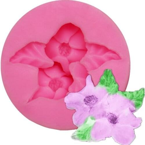 And Tilian 2 Double Lotus Trumpet Flowers Fondant Silicone Mold Baking Cake Chocolate Mold A1802