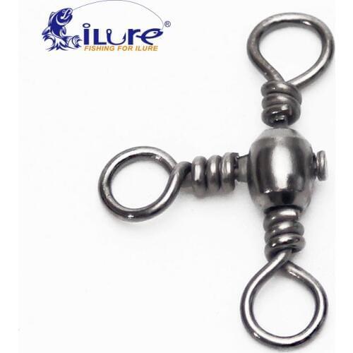 ILure 20 Pcs/lot Fishing Rolling Stainless Steel Barrel Triple Swivels Connector Solid Ring Pesca Fishing Tackle Accessories