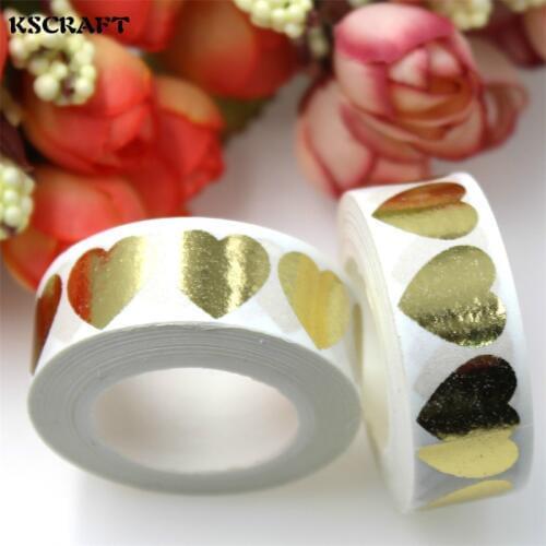 KSCRAFT 15mm*10m Adhesive Tape for Scrapbooking DIY Craft Sticky Deco Masking Japanese Paper Washi Tape Golden Love