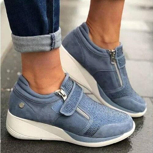 Female Sneaker Women Shoes Med Heel Wedges Walking Shoes Women Vulcanize Shoes Breathable Confort Casual Shoe Ladies Sneakers