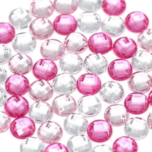 100Pcs Round Rhinestones Clear Crystal Flatback Rhinestones 2-Holes Sewing Crystal Resin Crafts For DIY Clothes/Dress Decoration