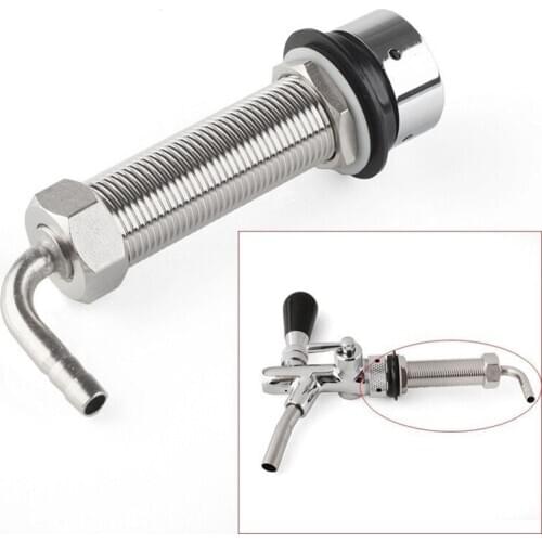 LBER 92.5mm Stainless Steel Elbow Shank Beer Tap Draft Beer Faucet Accessories with Diameter 8mm for Beer Keg