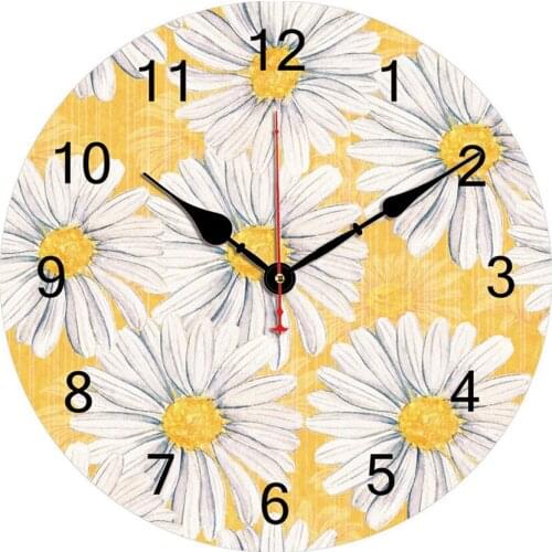Fashion Vintage World Map Wall Clock Modern Round Wall Clock Decor Daisies Flowers Wall Clocks Battery Operated