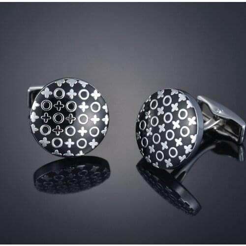 Black snowflake round Cufflinks sleeve studs mens French buttons Cufflinks