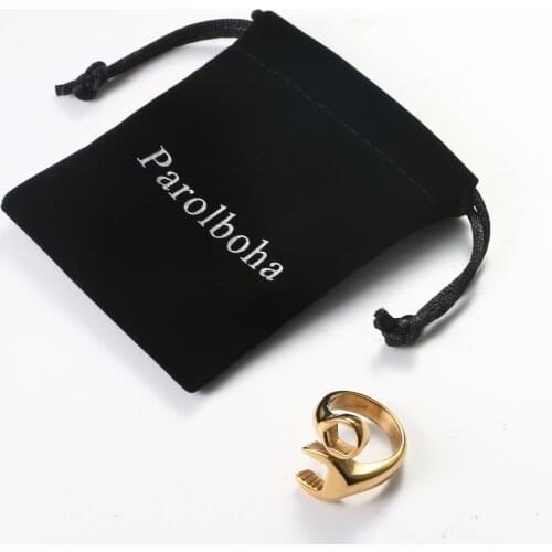 Parolboha Mens Ring Cool Rock Punk 316L Stainless Steel Gold Color Hip Hop Rings For Men Jewelry