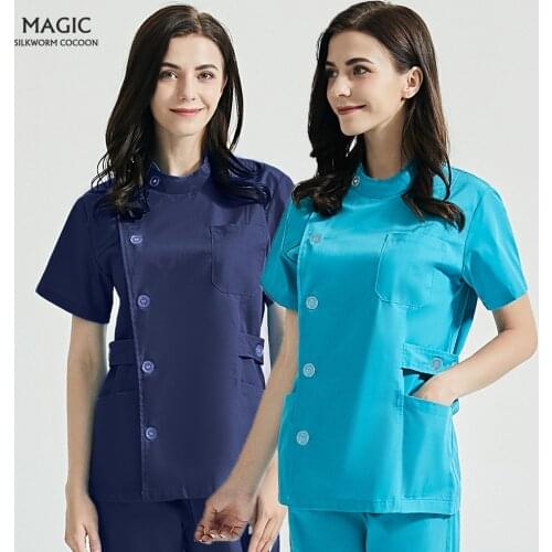 Pet grooming institution Scrubs clothes Health services Work scrub set V-Neck beauty salon workwear women Spa uniform scrub Tops