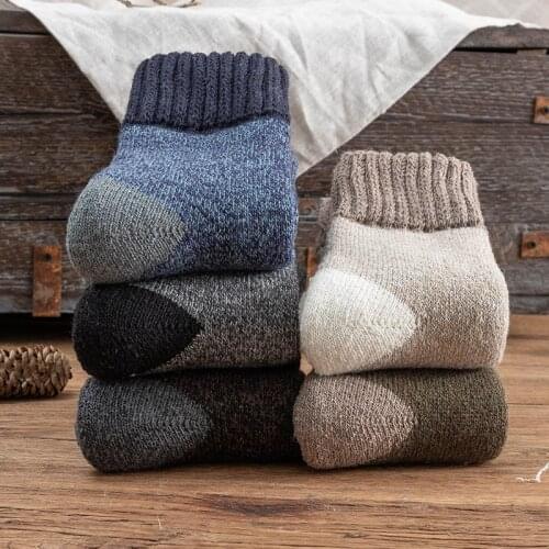 5 Pairs Male Winter Ultra-Thick Wool Socks Thick Terry Socks High-Quality Mens Socks Solid Color Huge Thick Snow Man Stocking