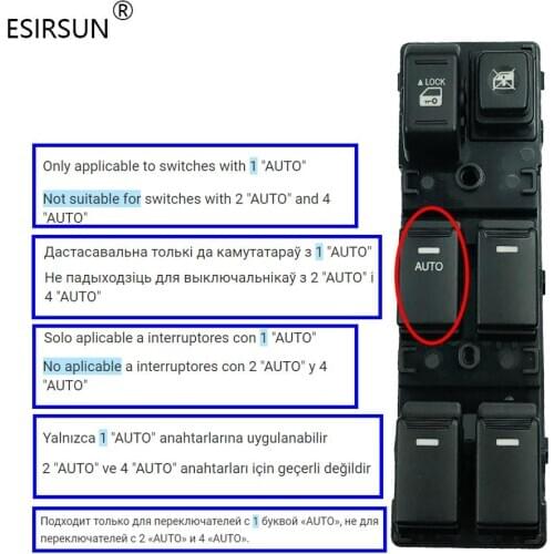 Esirsun Window Front Left Master Switch Fit For KIA Sorento 2009 2010 2011 2012 2013 ,93573-2P000,935732P000