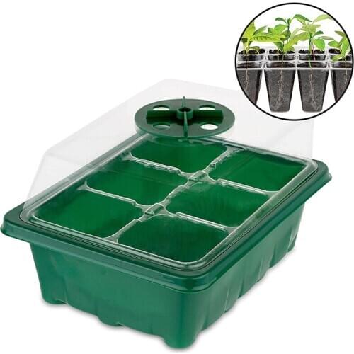 6/12 Holes Plastic Nursery Pots Planting Seed Tray With Dome and Base Plant Seed Growing Box Gardening Supplies