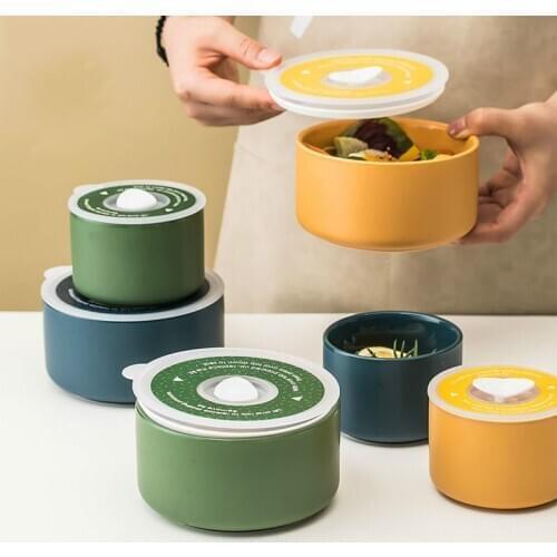 Portable Fresh-Keeping Box Ceramic Sealed Lunch Box Children Student Office Worker Food Fruit Storage Container Tank Tableware