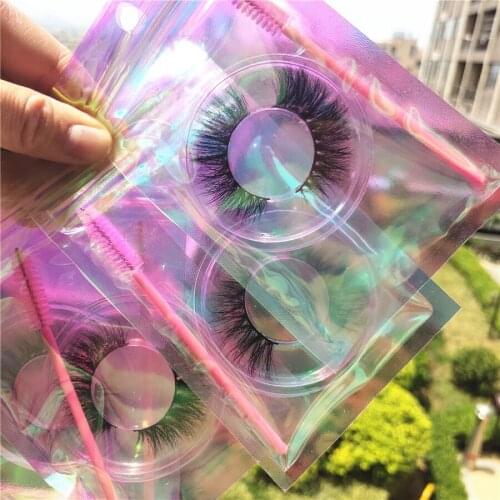 Makeup Eyelashes 3D Mink Lashes Fluffy Soft Wispy Volume Natural long Cross False Eyelashes Lashes Reusable Holographic bag