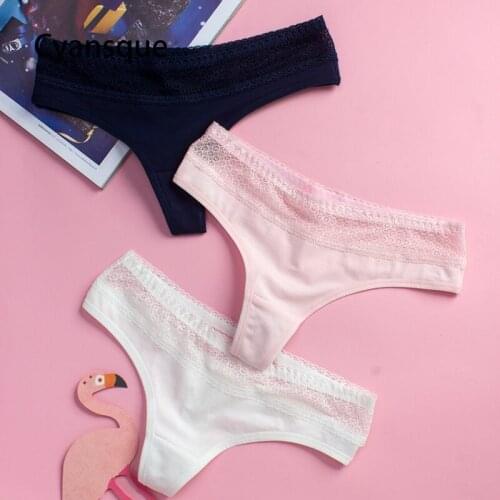 1 Pcs Sexy Lace Woman Underwear Panty Cotton Sprots Female T-back Solid Soft Lace G-string Thong For Woman Seamless Cotton New