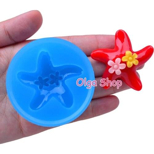 DYL332 44.4mm x 45.4mm Starfish Silicone Mold Fondant Cake Decoration Candy Resin Clay Earrings Necklace Craft Soap Candle