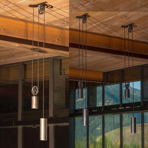 Modern creative adjustment single head E14 pendant lamp Nordic DIY combination metal pulley design bedroom decoration LED light