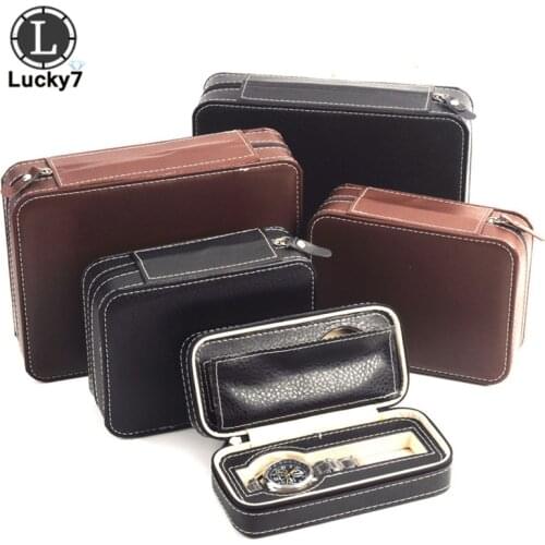 2/4/8-Digits Watch Storage Bag Jewelry Box PU Leather Watch Box Beaded Velvet Zipper Bag For Watch Organize