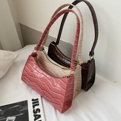 Crocodile Pattern PU Leather Handbag Female Shoulder Bag Fashion Ladies Armpit Bag Retro Casual Women Tote Small Clutch Dropship