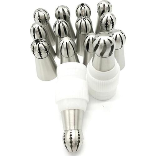 Party Favors Stainless steel cream torch sphere one step flower seamless cake decorating mouth