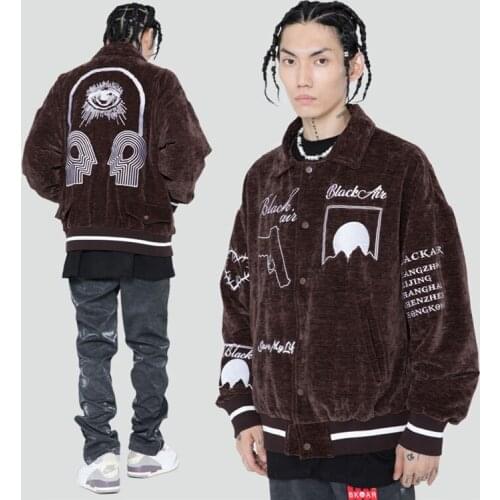 KIOVNO Unisex Hip Hop Vinatge Embroidery Baseball Jackets Autumn Harakuju Streetwear Outwear Coats For Male Tops Brabd Designer