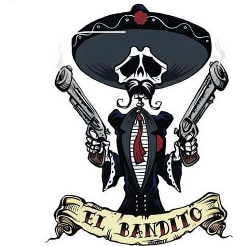 Funny 10CM*12.7CM Car Accessories EL BANDITO Skull Car Sticker Style Decal PVC